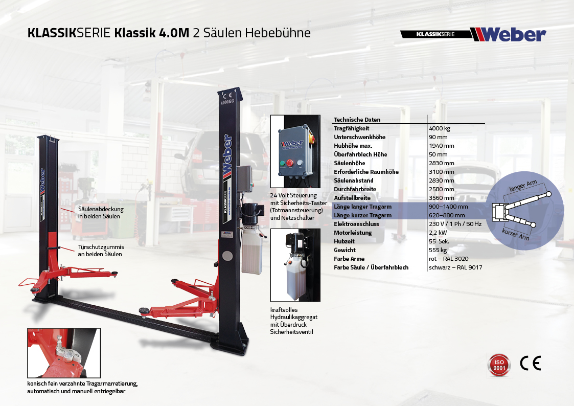 2 Säulen Hebebühne Weber Klassik Serie Klassik 4.0M
