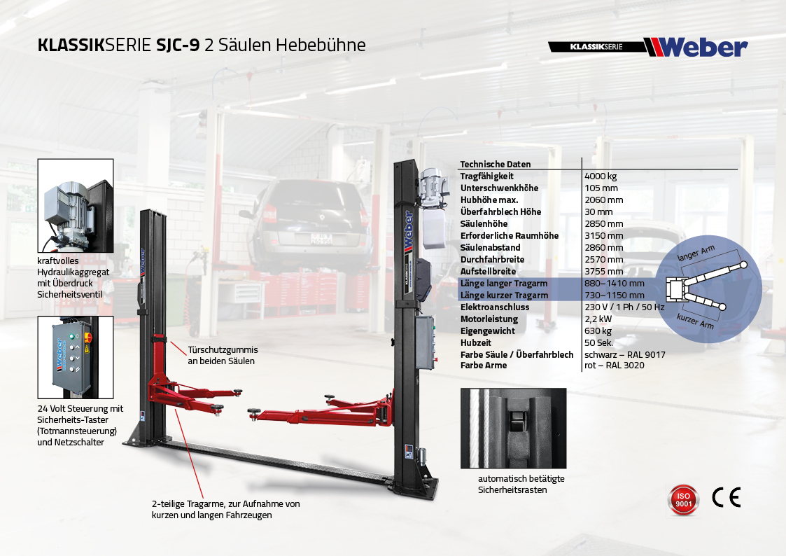 2 Säulen Hebebühne Weber Klassik Serie SJC-9