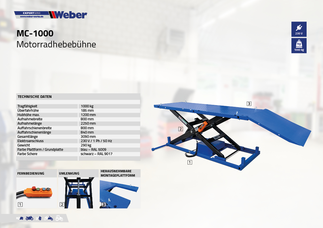 Motorradhebebühne Weber Expert Serie MC-1000