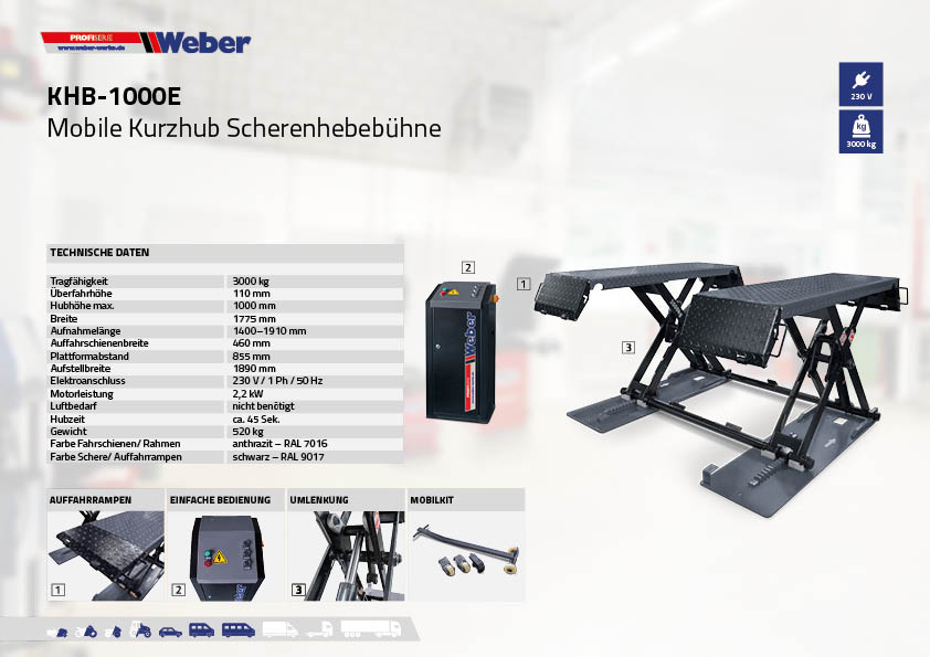 Mobile Kurzhub Scherenhebebühne Weber KHB - 1000E