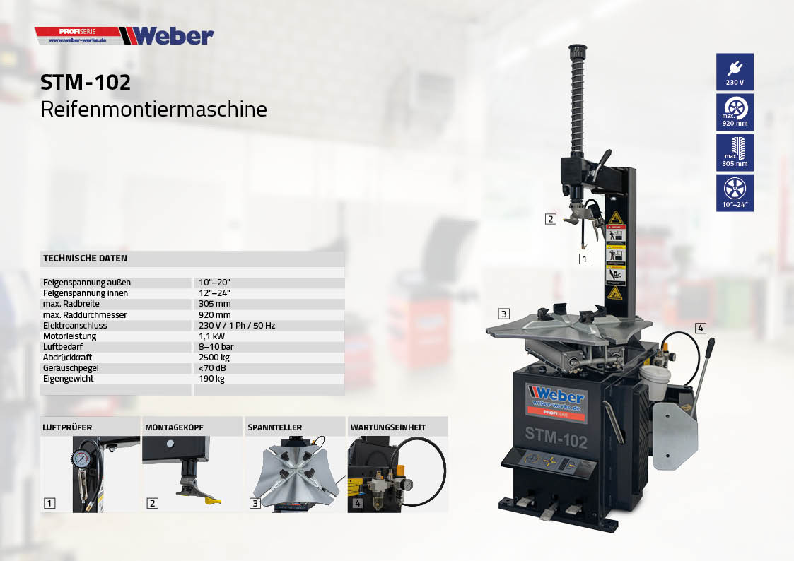PKW Reifenmontiermaschine Weber Profi-Serie STM-102