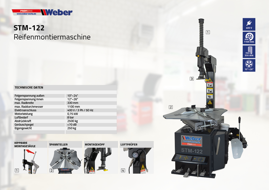 PKW Reifenmontiermaschine Weber Profi-Serie STM-122