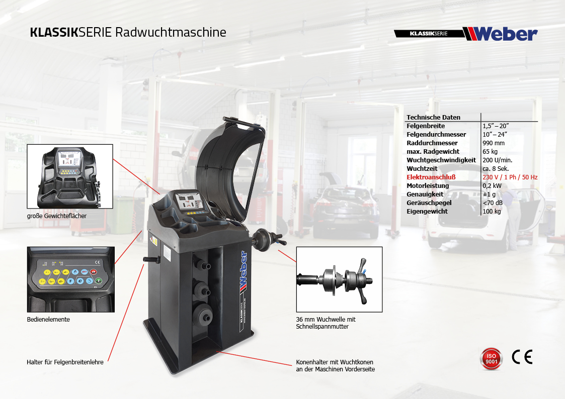 Weber Klassik Serie Radwuchtmaschine