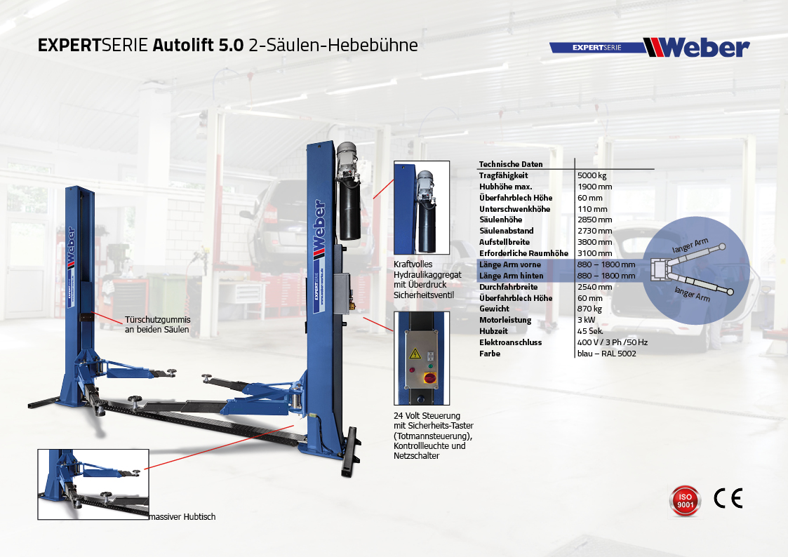 2 Säulen Hebebühne Weber Expert Serie Autolift 5.0