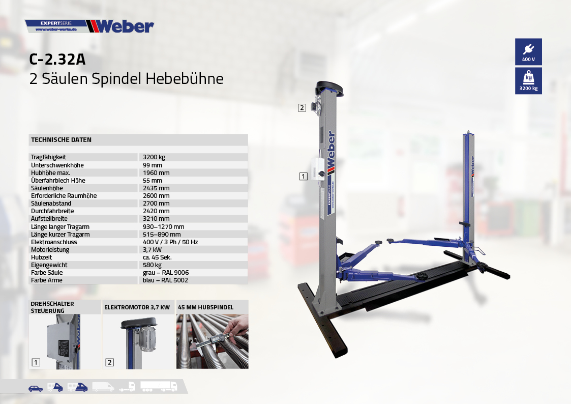 Weber 2 Säulen Spindel Hebebühne C 2.32 A
