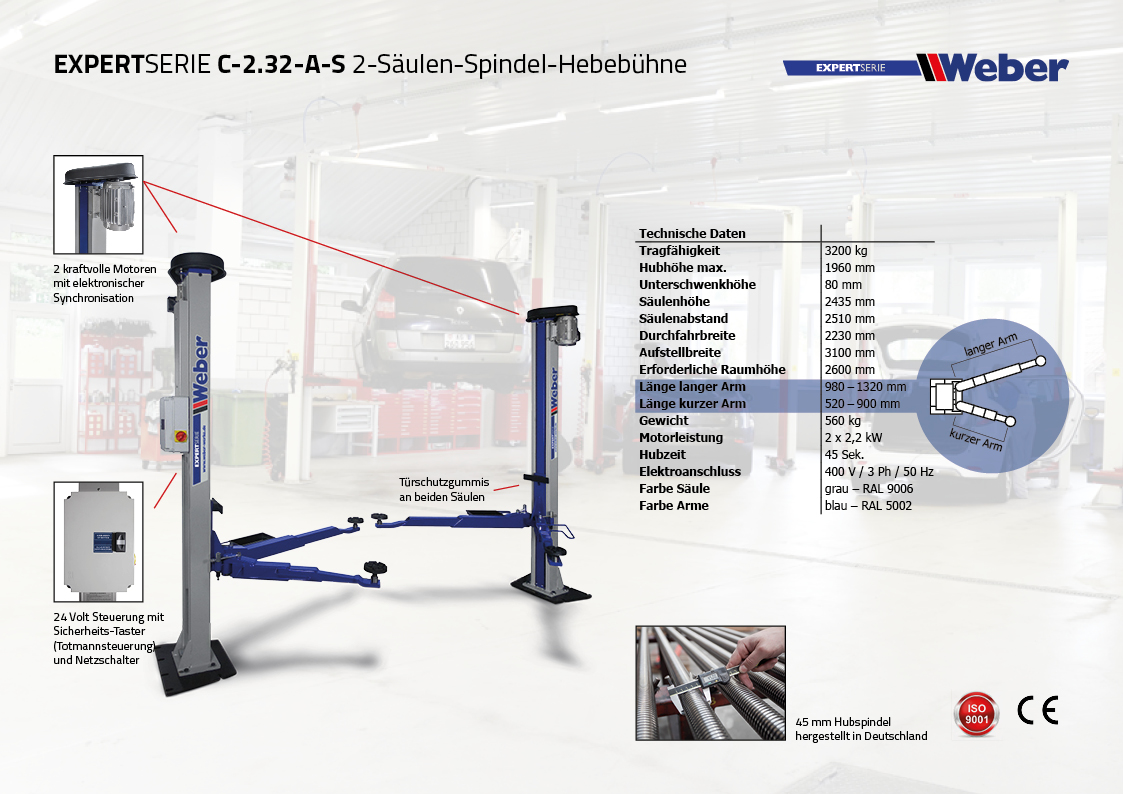 Weber 2 Säulen Spindel Hebebühne C 2.32 A-S