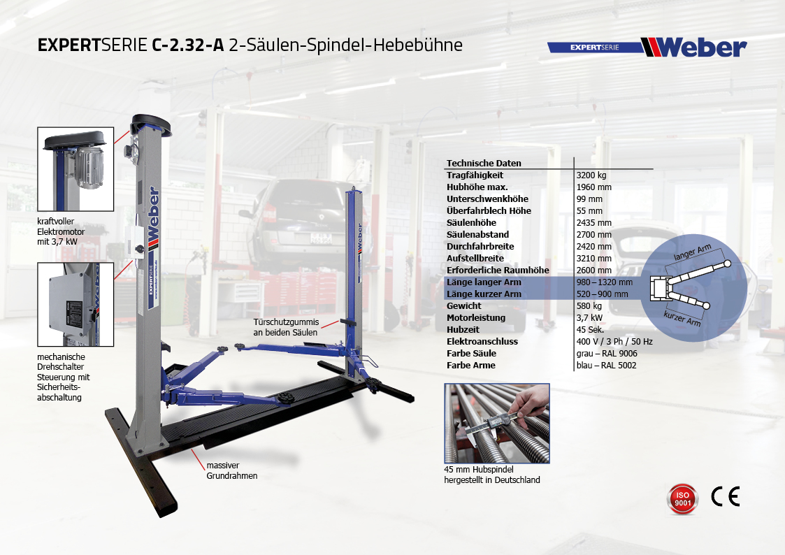 Weber 2 Säulen Spindel Hebebühne C 2.32 A