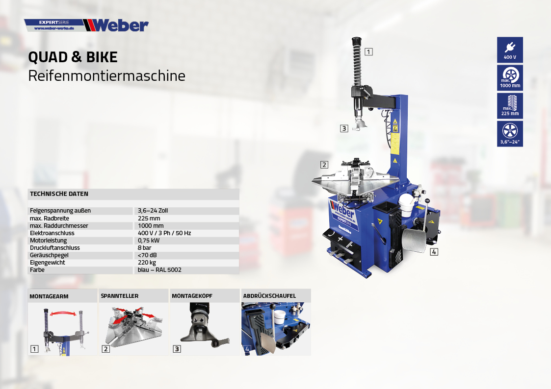 Motorrad Reifenmontiermaschine Quad & Bike