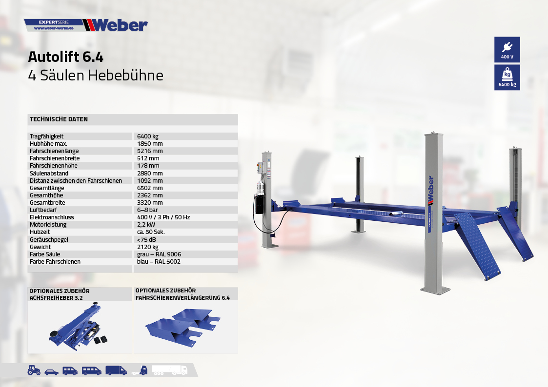 4 Säulen Hebebühne Autolift 6.4