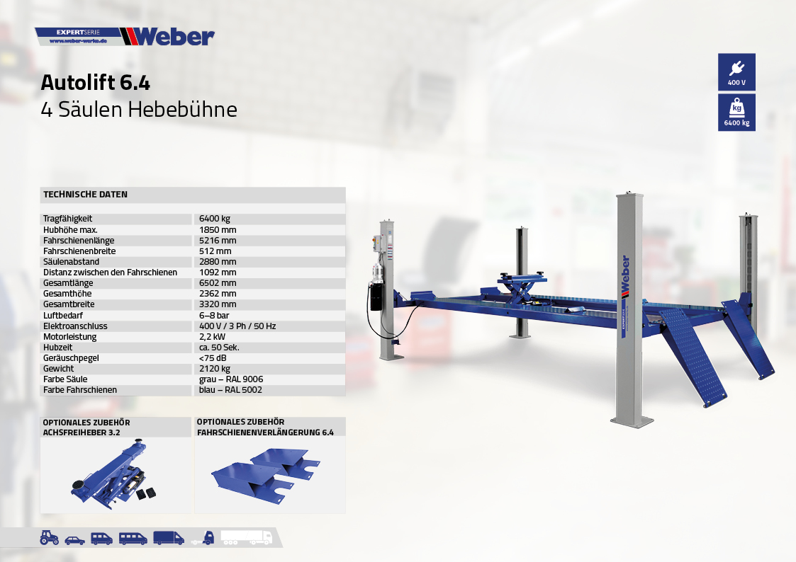 4 Säulen Hebebühne Autolift 6.4