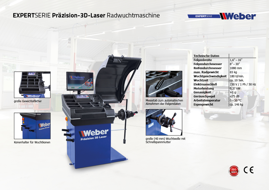 PKW Radwuchtmaschine Präzision 3D-Laser