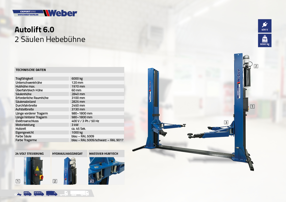 2 Säulen Hebebühne Weber Expert Serie Autolift 6.0