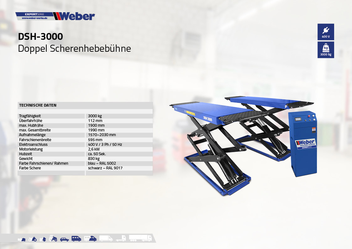 Doppel Scherenhebebühne Weber Expert Serie DSH-3000