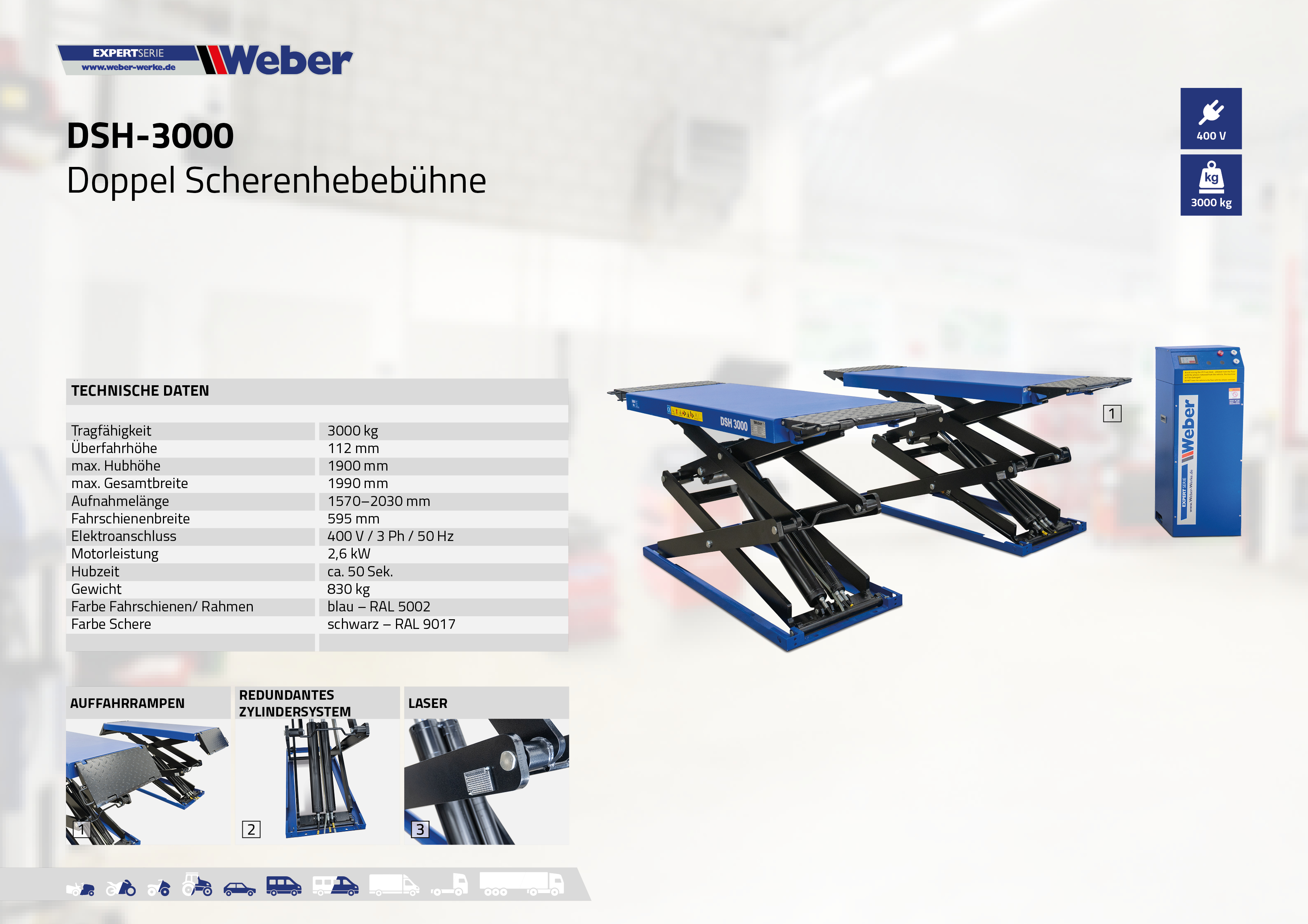 Doppel Scherenhebebühne Weber Expert Serie DSH-3000 