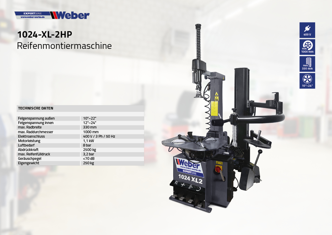 PKW Reifen Montiermaschine Weber Expert Serie 1024-XL-2HP
