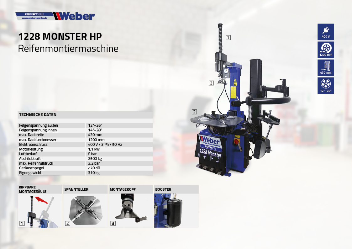 PKW Reifen Montiermaschine Weber Expert Serie 1228 Monster HP
