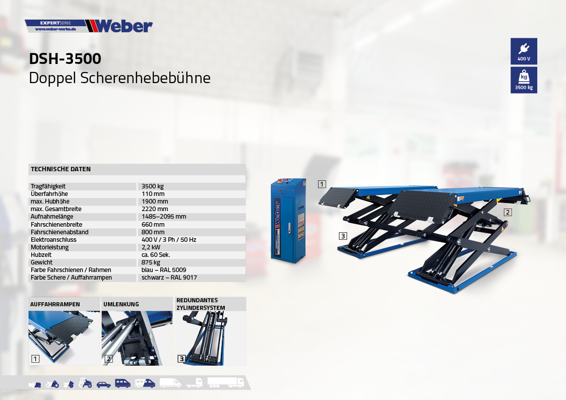 Doppel Scherenhebebühne Weber Expert Serie DSH-3500