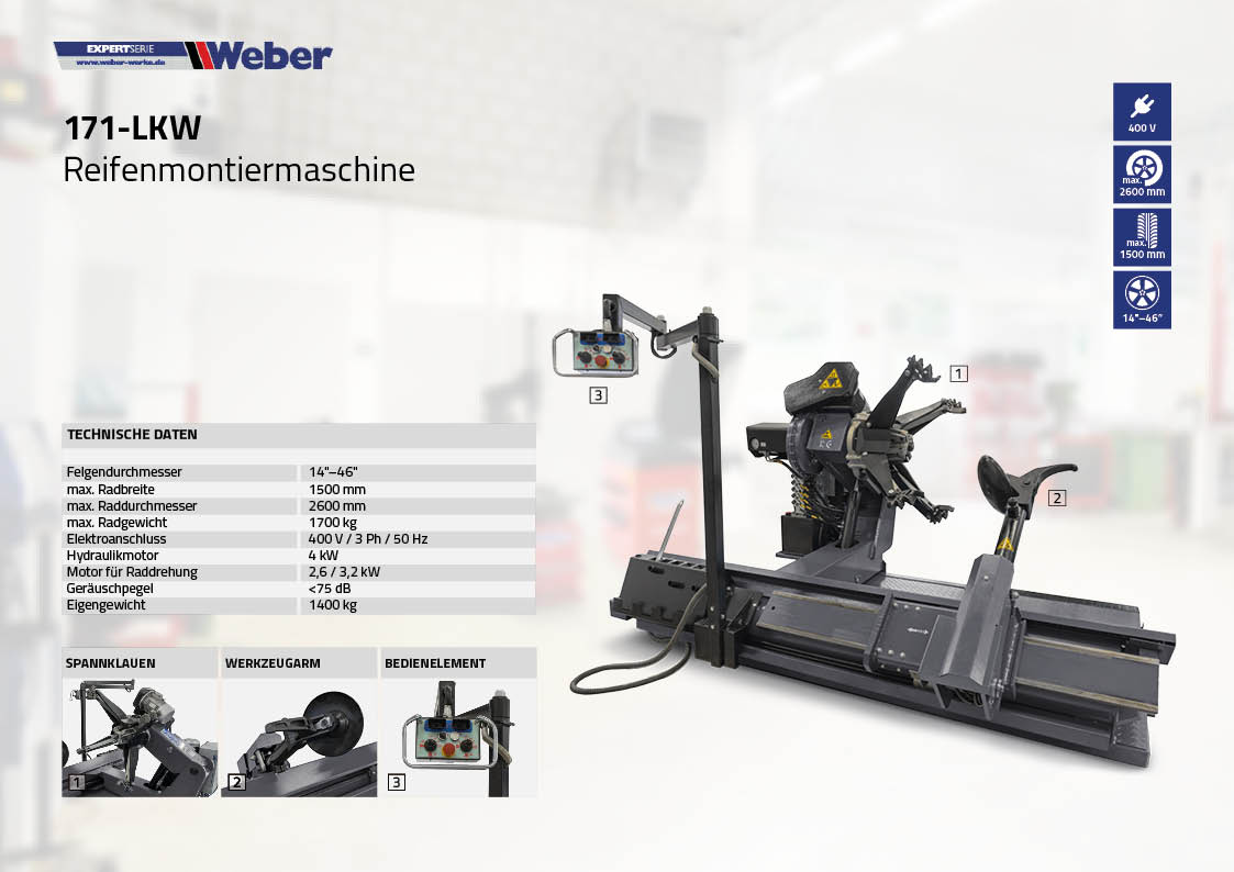 LKW Reifenmontiermaschine Weber Expert Serie 171-LKW