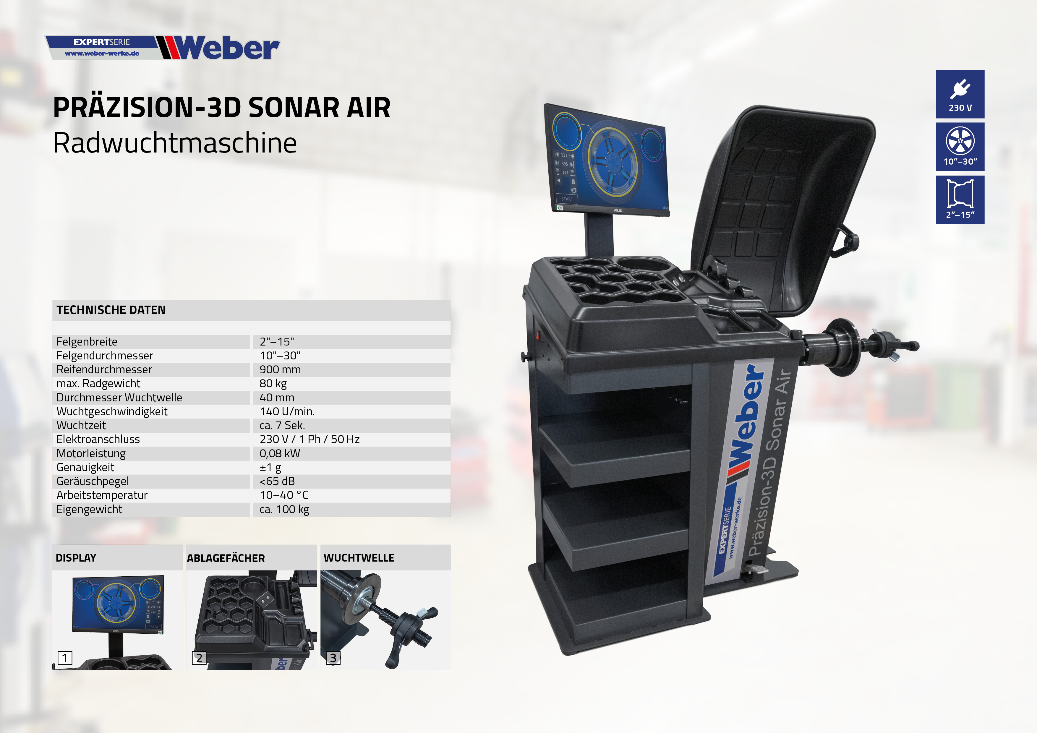 PKW Radwuchtmaschine Weber Expert Serie Präzision-3D Sonar Air