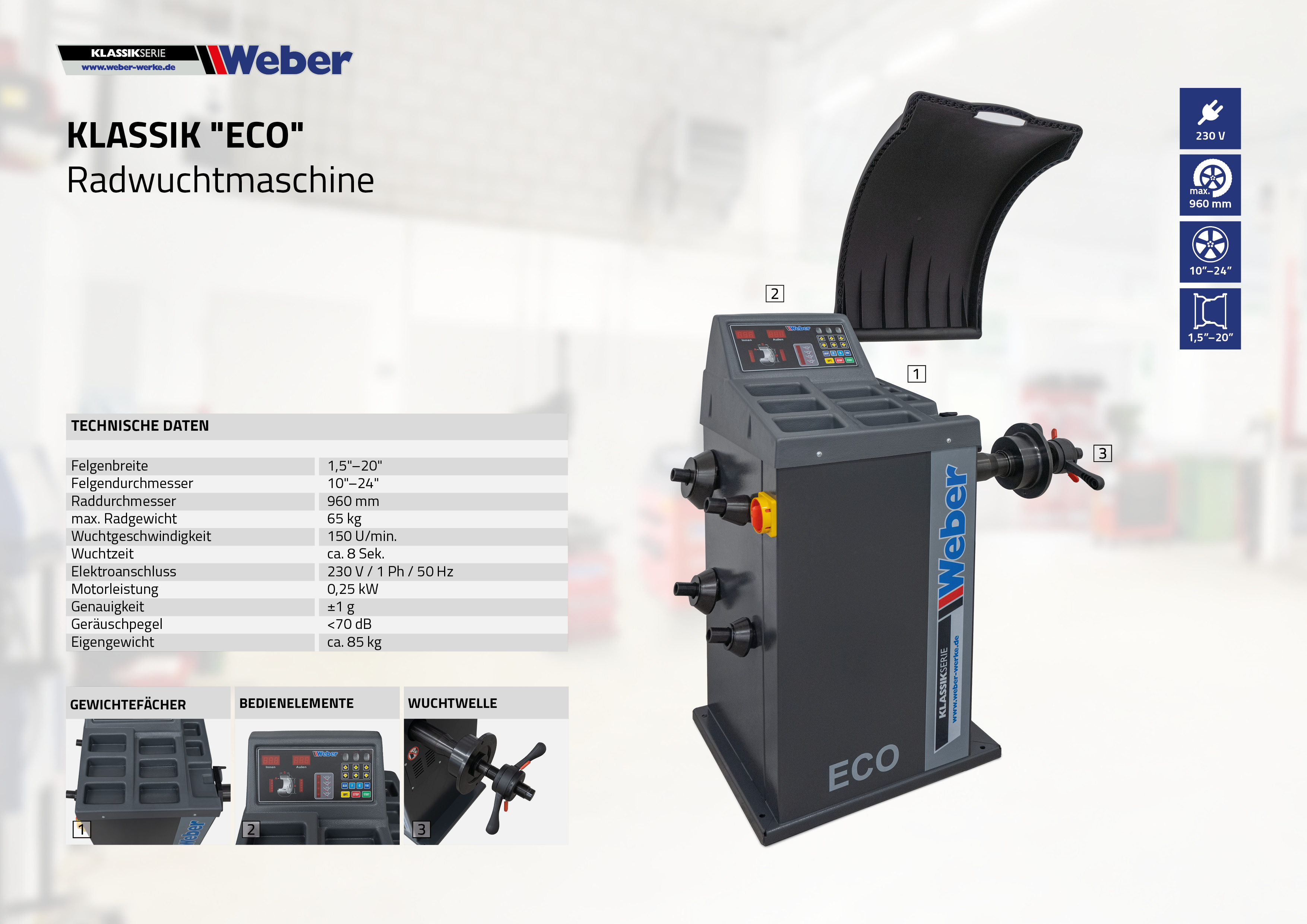 PKW Radwuchtmaschine Weber Klassik Serie "ECO"