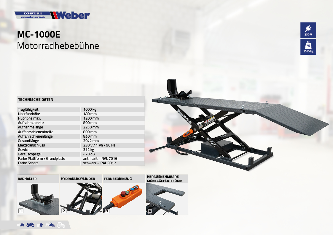 Motorradhebebühne Weber Expert Serie MC-1000E